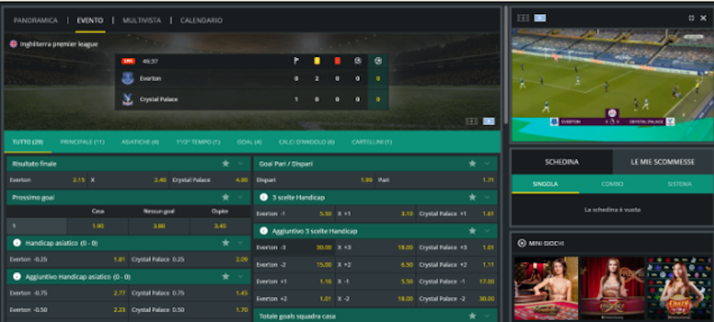 1Bet scommesse live streaming calcio 2026