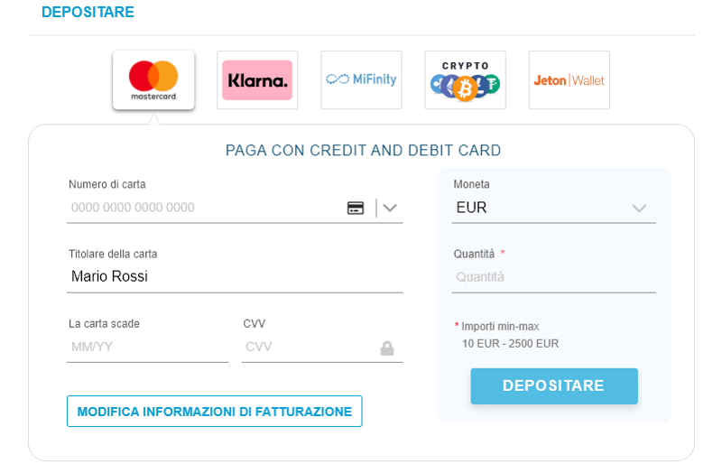 silverplay metodi deposito e prelievo