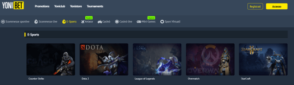 Yonibet eSports Counter-Strike Dota 2 League of Legends 2026