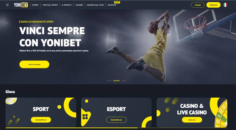 Yonibet scommesse sportive e casino non ADM 2026