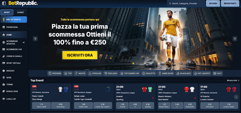 Betrepublic homepage scommesse sportive casino non ADM